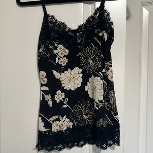 Black lace camisole, flower detail